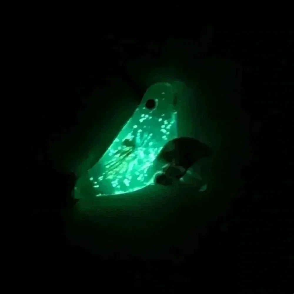 Pretty Blue GLOW IN THE DARK Murano Glass Hummingbird Necklace Pendant NWT